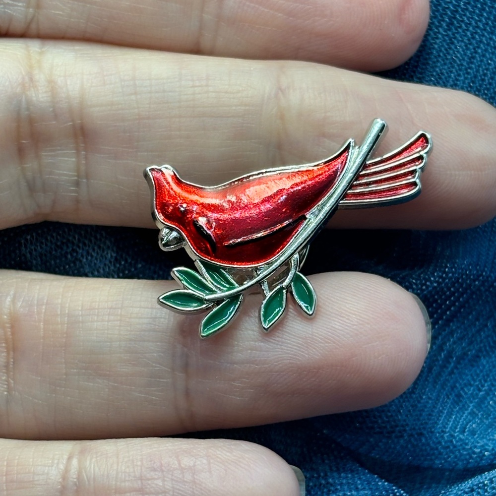 As I Sit in Heaven poem card red cardinal bird pin brooch - Picture 6 of 6